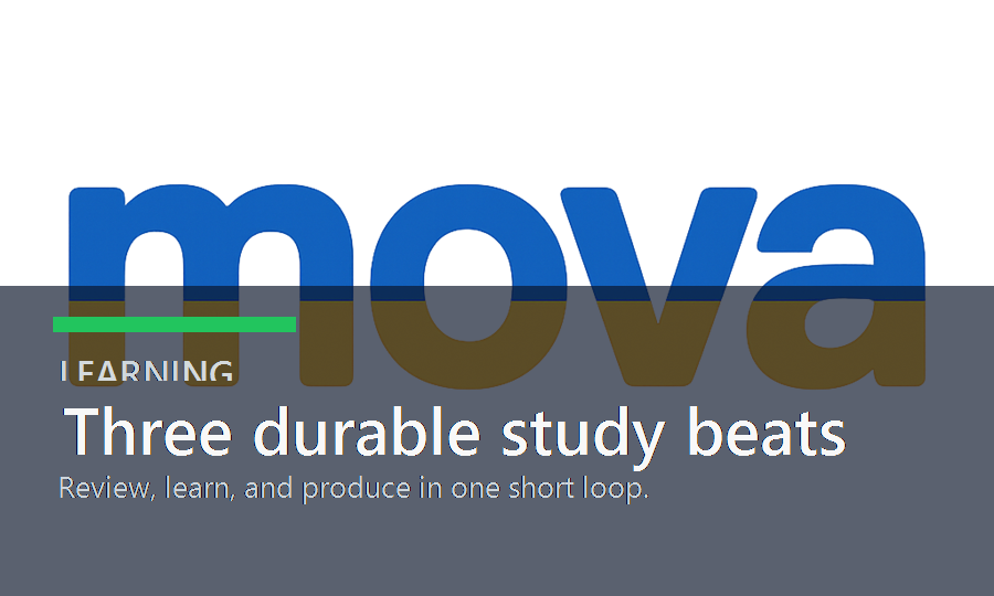 Study desk with three clear practice blocks